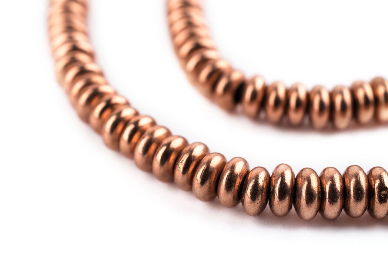 The Bead Chest Copper Rondelle Beads 5mm, Full Strand of Quality Metal Spacers for DIY Jewelry Design